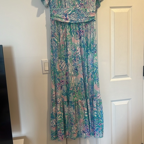 Beautiful LP size large dress. Gathers at waist. Worn twice. - Picture 3 of 4